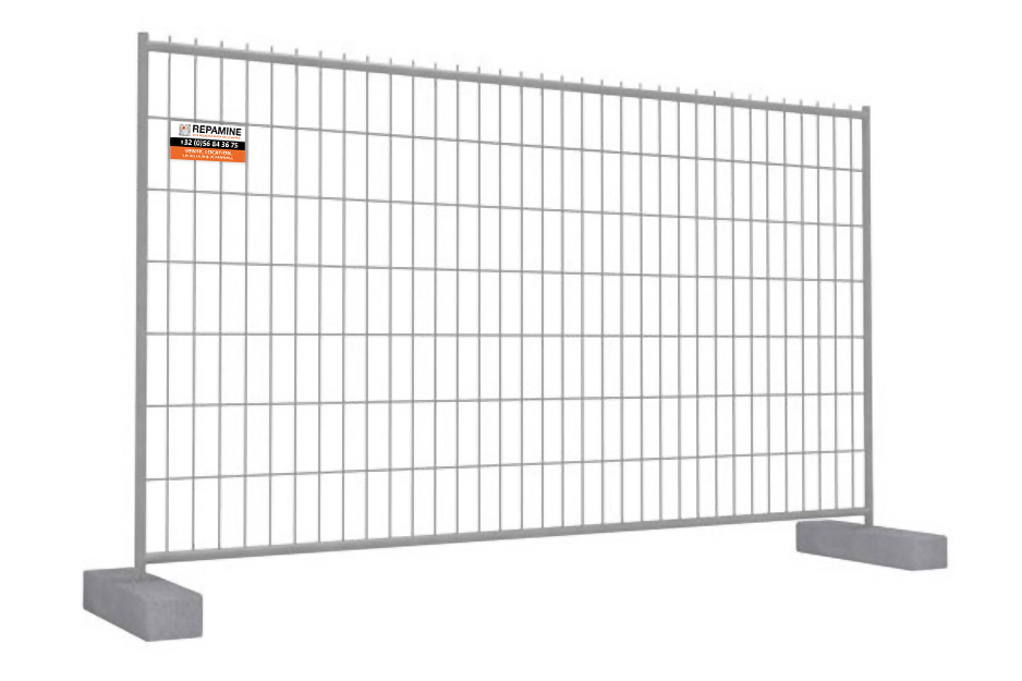 Barrière de chantier avec un bloc