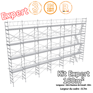 Kit échafaudage EXPERT 160m² cadres en 0.7m acier peint