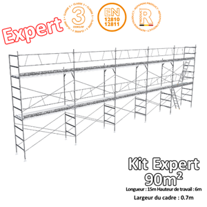 Kit échafaudage EXPERT 90m² cadres en 0.7m acier peint