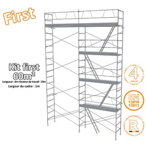 Kit échafaudage FIRST 60m² cadres en 1m acier galvanisé