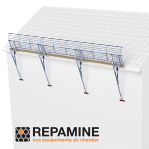 Système de protection temporaire sur toiture avec une inclinaison < 60° en aluminium L. 9m 
