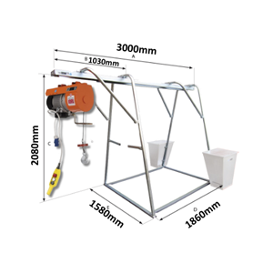 Treuil de levage 200kg monophasé 230V sur portique de 3m IORI 