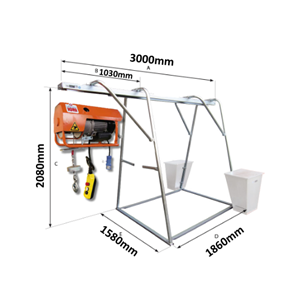 Treuil de levage 300kg monophasé 230V sur portique de 3m IORI 